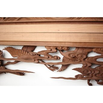 井波彫刻 野村清雲 細密木彫雲鶴 欄間 2枚1組　R0411Y 