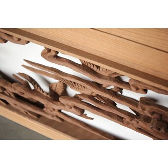 井波彫刻 野村清雲 細密木彫雲鶴 欄間 2枚1組　R0411Y 