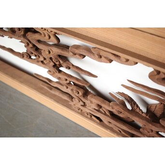 井波彫刻 野村清雲 細密木彫雲鶴 欄間 2枚1組　R0411Y 