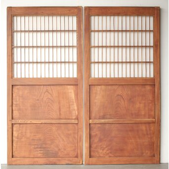 総欅 格子障子戸 2枚1組　L1135 ウラ