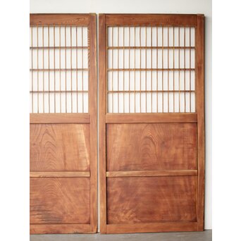 総欅 格子障子戸 2枚1組　L1135 