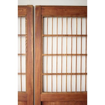 総欅 格子障子戸 2枚1組　L1135 