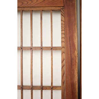 総欅 格子障子戸 2枚1組　L1135 障子などを貼る面