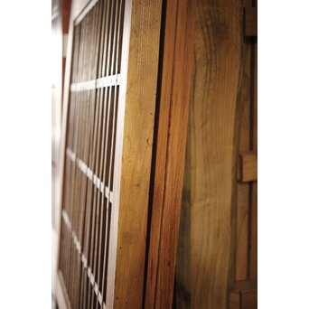 総欅 格子障子戸 2枚1組　L1135 片方の縦框　若干の反り