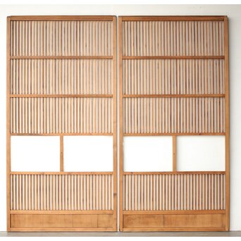 白木 クリアガラス格子戸 2枚1組　L1136 ウラ