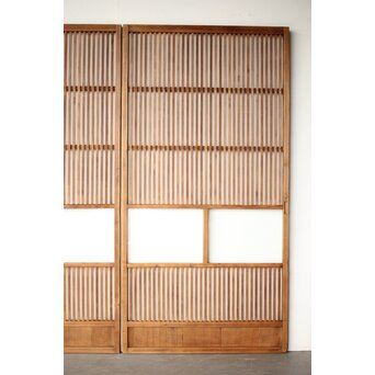 白木 クリアガラス格子戸 2枚1組　L1136 