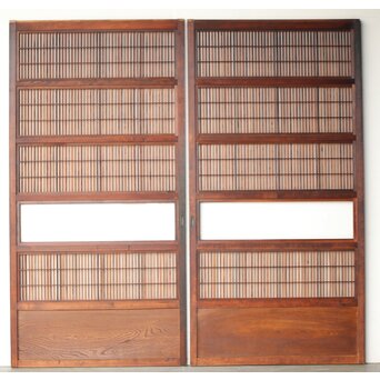 障子枠付 クリアガラス格子戸 4枚1組　L1138Y AB　ウラ