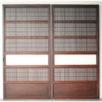 障子枠付 クリアガラス格子戸 4枚1組　L1138Y AB　表