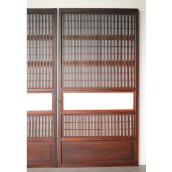 障子枠付 クリアガラス格子戸 4枚1組　L1138Y 