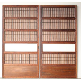 障子枠付 クリアガラス格子戸 4枚1組　L1138Y CD　ウラ