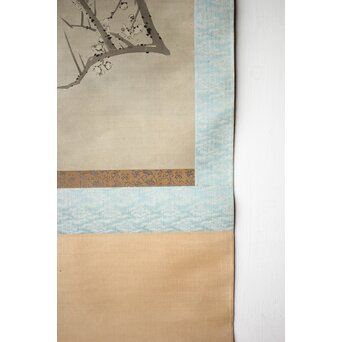 維明周奎 梅図 双幅 絹本 掛軸　Z522 