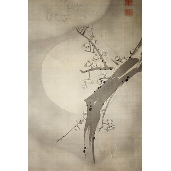 維明周奎 梅図 双幅 絹本 掛軸　Z522 