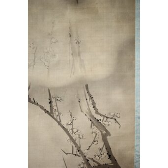 維明周奎 梅図 双幅 絹本 掛軸　Z522 