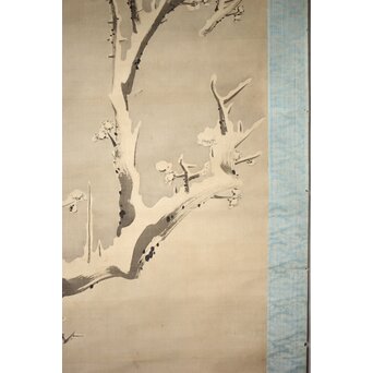 維明周奎 梅図 双幅 絹本 掛軸　Z522 