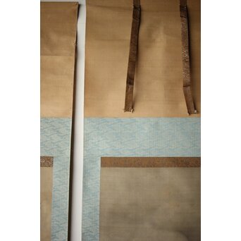 維明周奎 梅図 双幅 絹本 掛軸　Z522 