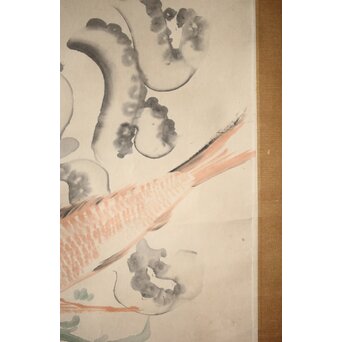 倣 小川芋銭 [海鮮図] 紙本 掛軸　Z524 