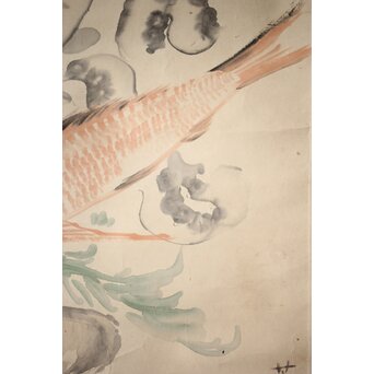 倣 小川芋銭 [海鮮図] 紙本 掛軸　Z524 