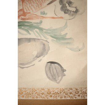 倣 小川芋銭 [海鮮図] 紙本 掛軸　Z524 