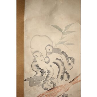 倣 小川芋銭 [海鮮図] 紙本 掛軸　Z524 