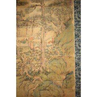 斎藤畸庵 山水図 絹本掛軸　Z525 
