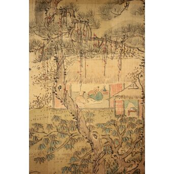 斎藤畸庵 山水図 絹本掛軸　Z525 