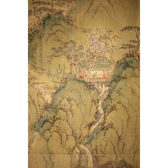 斎藤畸庵 山水図 絹本掛軸　Z525 