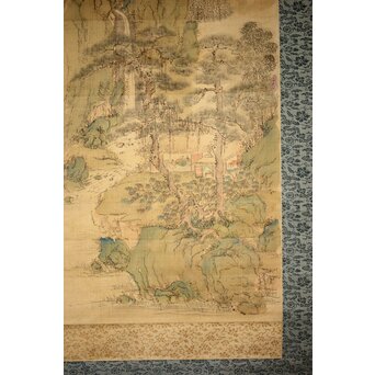 斎藤畸庵 山水図 絹本掛軸　Z525 