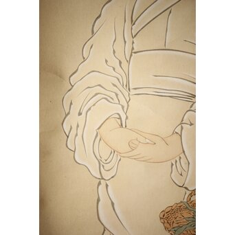 和田呉山 月心律師【魚藍観音図】紙本軸装　Z527 