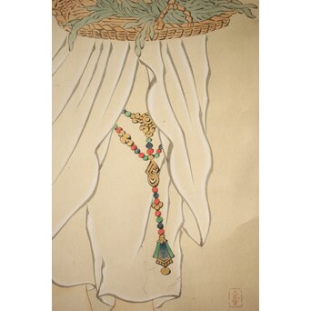 和田呉山 月心律師【魚藍観音図】紙本軸装　Z527 