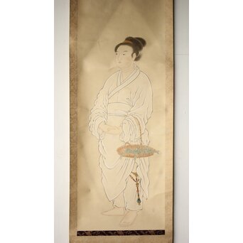 和田呉山 月心律師【魚藍観音図】紙本軸装　Z527