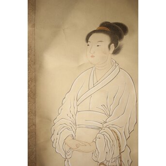 和田呉山 月心律師【魚藍観音図】紙本軸装　Z527 