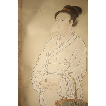 和田呉山 月心律師【魚藍観音図】紙本軸装　Z527 