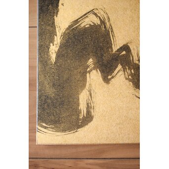 勅使河原 蒼風 金紙色紙一字 水墨 2枚1組　Z528 