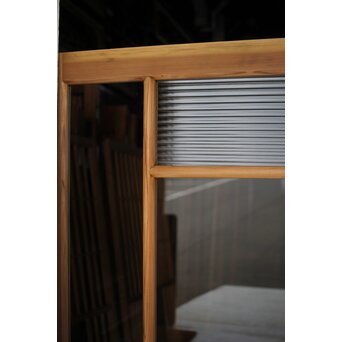 卍デザインガラス戸 4枚1組　GD0230Y この一枚の左の部分のみクリアガラス