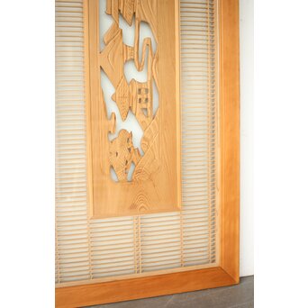 両面ガラス 筬と木彫欄間　R0417 