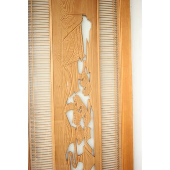 両面ガラス 筬と木彫欄間　R0417 