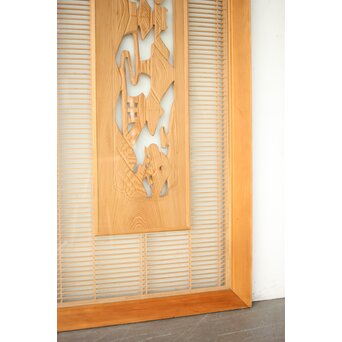 両面ガラス 筬と木彫欄間　R0417 