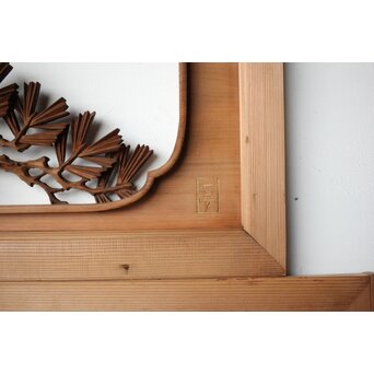 井波彫刻 横山一夢 榧 鷹松木彫欄間 2枚1組　R0418Y 