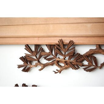 井波彫刻 横山一夢 榧 鷹松木彫欄間 2枚1組　R0418Y 