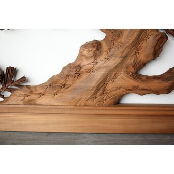 井波彫刻 横山一夢 榧 鷹松木彫欄間 2枚1組　R0418Y 