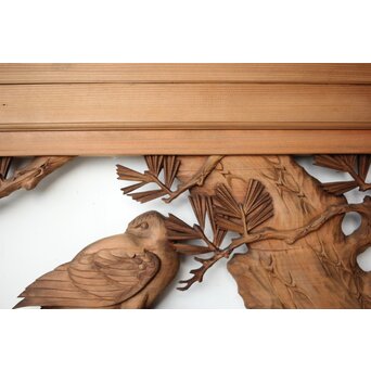 井波彫刻 横山一夢 榧 鷹松木彫欄間 2枚1組　R0418Y 