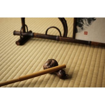 瓢型 瘤木 筆架 根付　X465