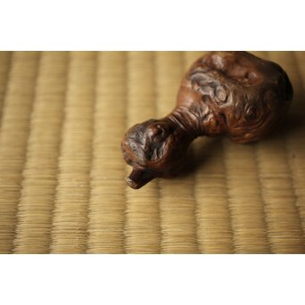 瓢型 瘤木 筆架 根付　X465 