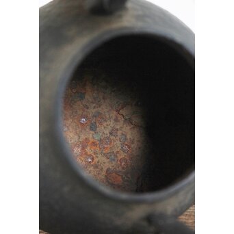 金寿堂 蓋裏在印 総鉄長閑型平手 鉄瓶　M421 