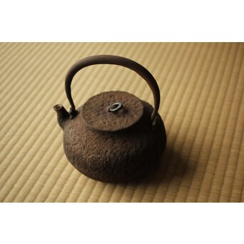 金寿堂 雨宮 在印 銀環摘 平丸鉄瓶　M422 