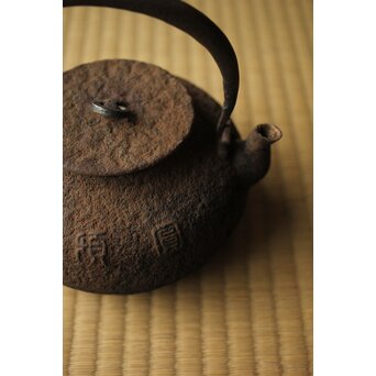 金寿堂 雨宮 在印 銀環摘 平丸鉄瓶　M422 