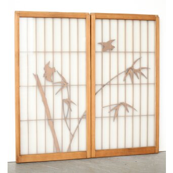 ガラス入 竹雀書院 2枚1組　R0426 背面はガラス入り