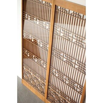 クリアガラス 組子書院 2枚1組　R0427 