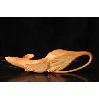 佐藤玄々/朝山 木彫【鼡】共箱　 X467 