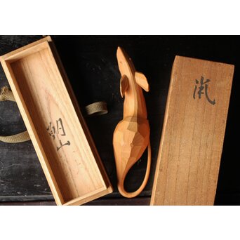 佐藤玄々/朝山 木彫【鼡】共箱　 X467 